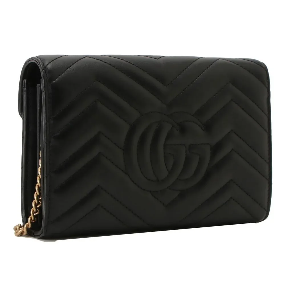 Gucci Shoulder Bag GG Marmont Black Quilted Chevron - Picture 2 of 7